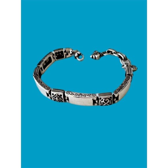Brighton TRIBECA Silver Square Medallion Rectangular Solid Link Bracelet - Picture 2 of 8